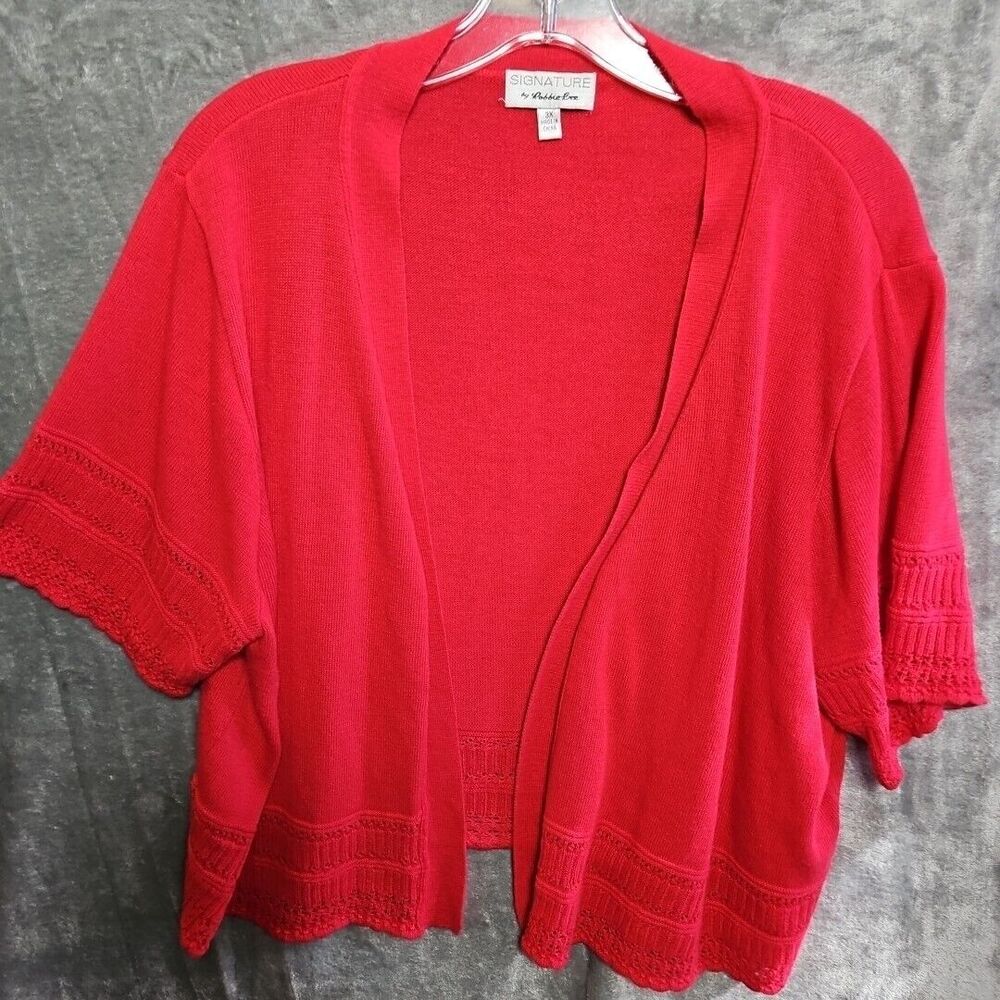 Signature by robbie bee Women's 3x Sweater Red cardigan